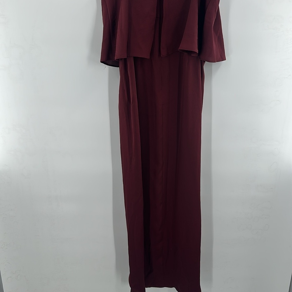 Shona Joy Luxe Frill Tulip Hem Maxi Dress Burgundy 6 - Picture 9 of 10